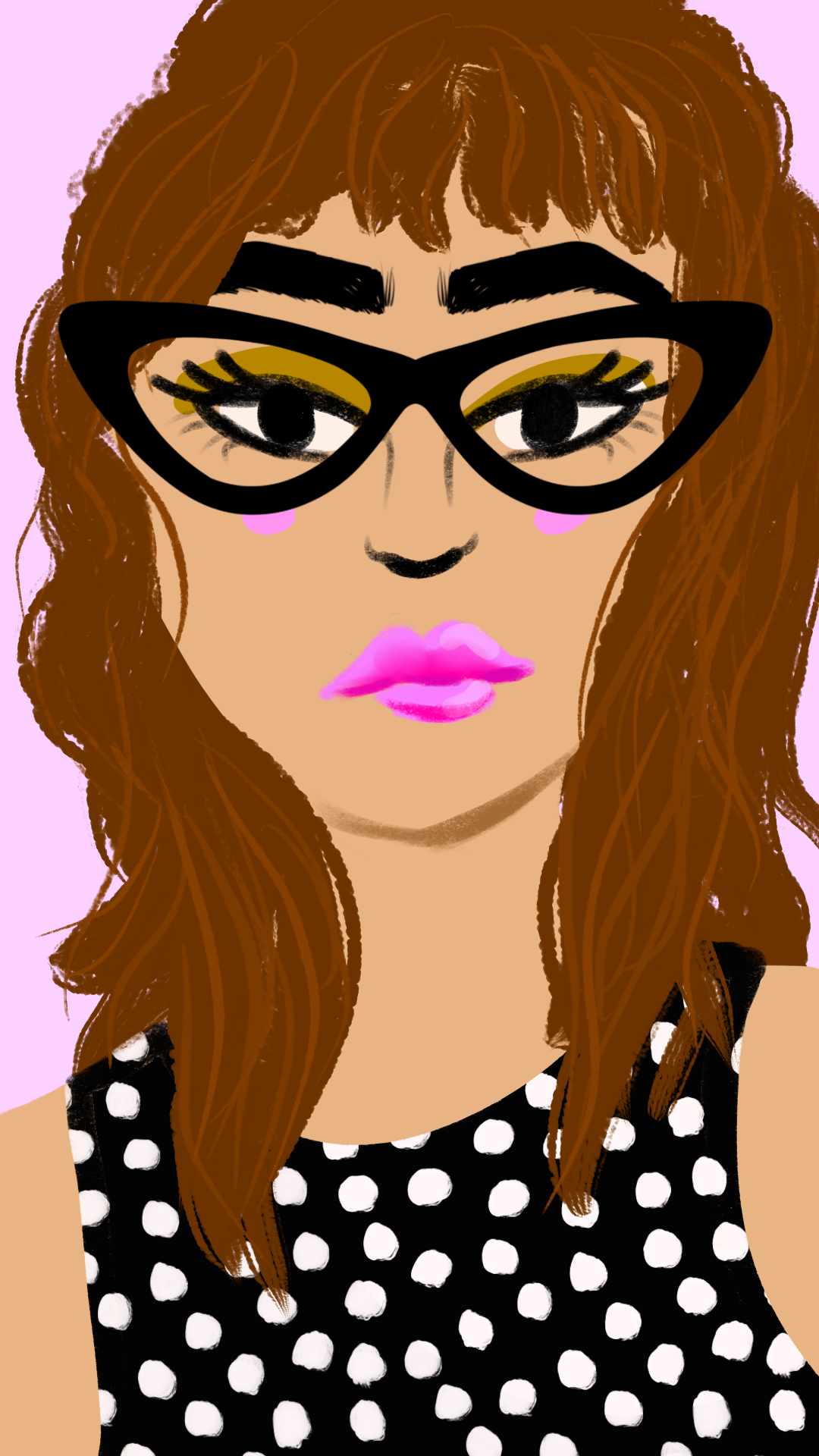 Portrait with cat-eye glasses